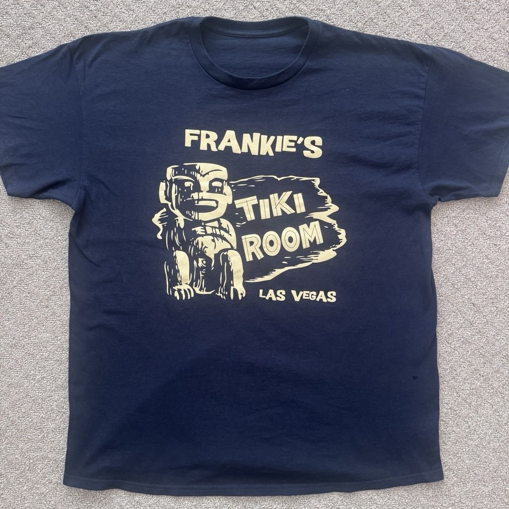 Frankie's Tiki Room Tee Shirt Las Vegas Cotton Painkillers Tiki Culture Blue XL